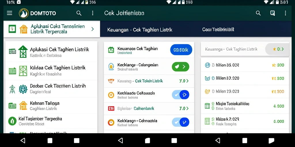 Tampilan antarmuka utama aplikasi Cek Tagihan Listrik DOMTOTO.