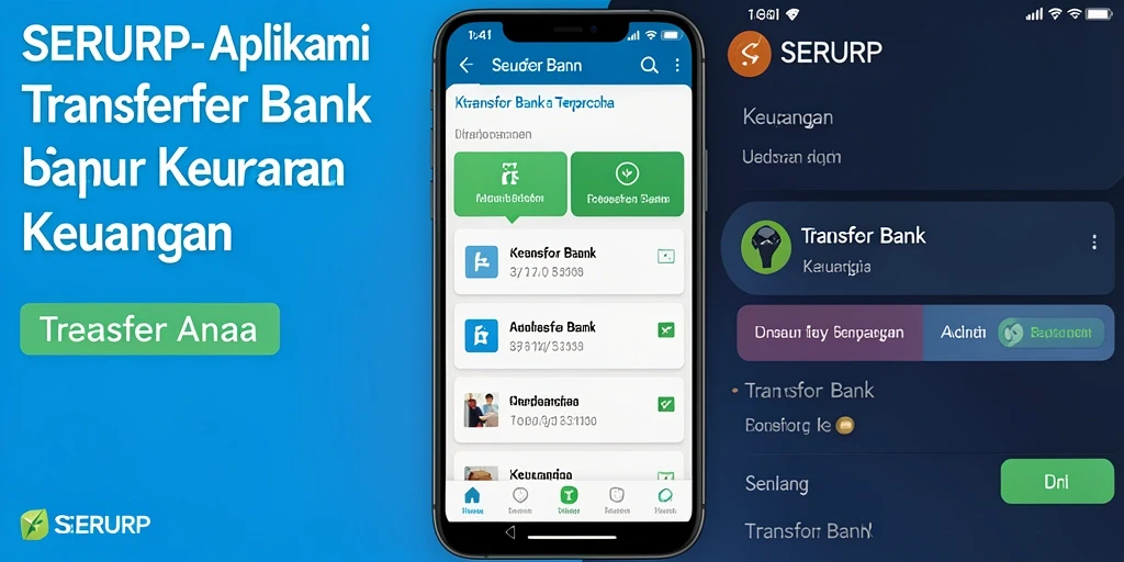 Antarmuka aplikasi SERURP untuk transfer bank yang intuitif.