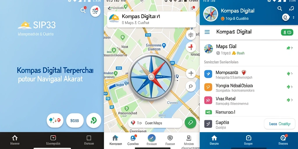 Tampilan antarmuka SIP33 dengan fungsi kompas digital yang menarik.