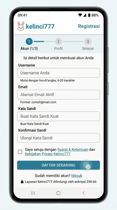 Cara Daftar Akun Baru kelinci777 dengan Mudah dan Cepat